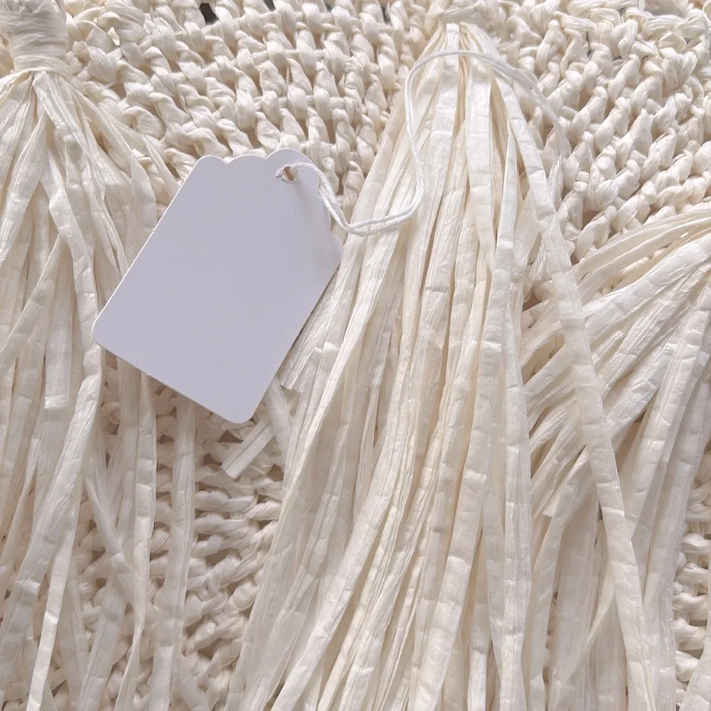 Light Beige Round Straw Fringe Bag Never Used. Beautiful bag